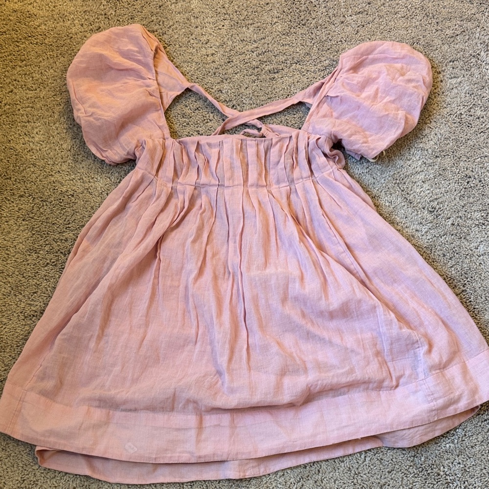 Free People Pink Puff Sleeve Dress